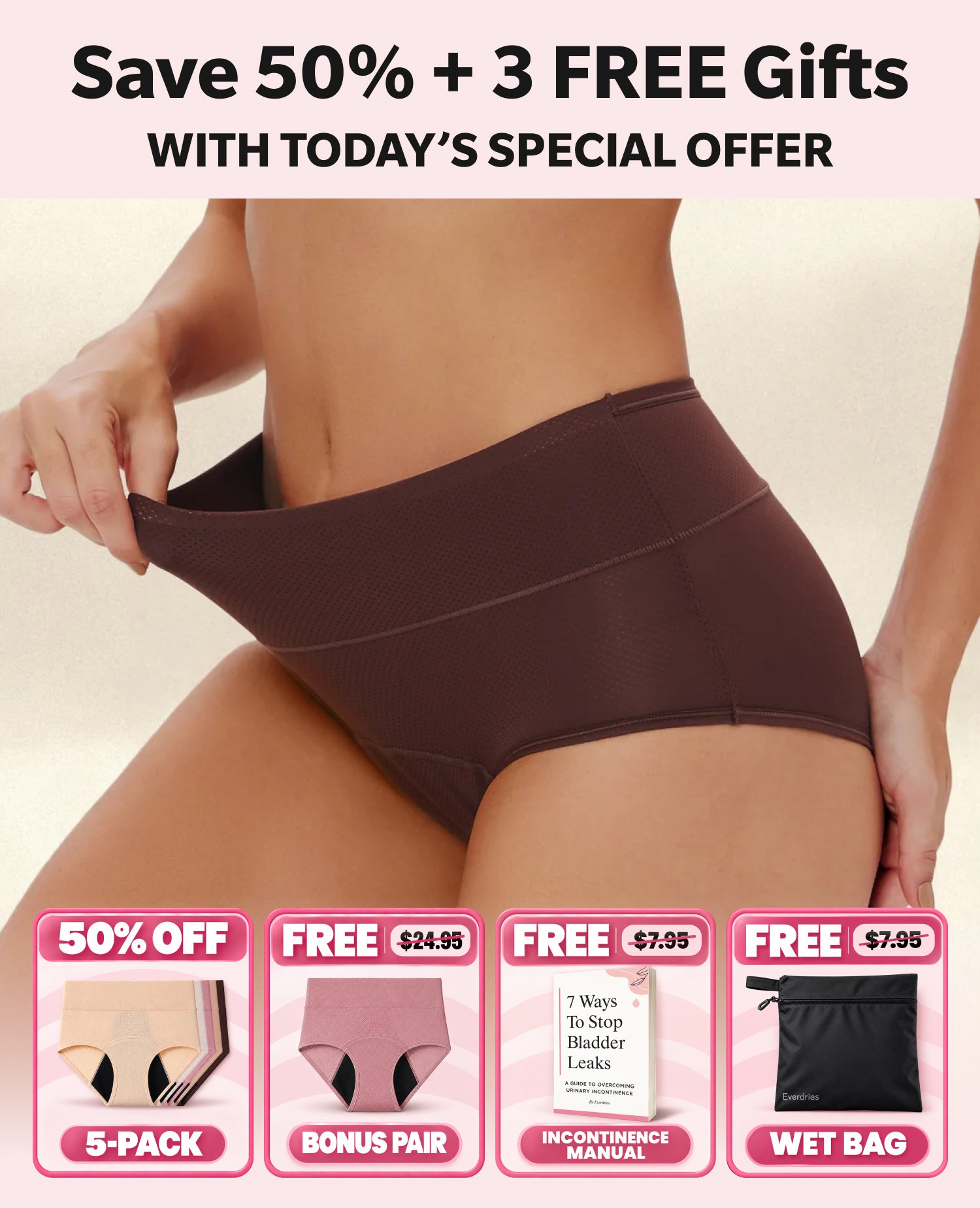NEW: Comfort Plus Leakproof Underwear (3 FREE Gifts)