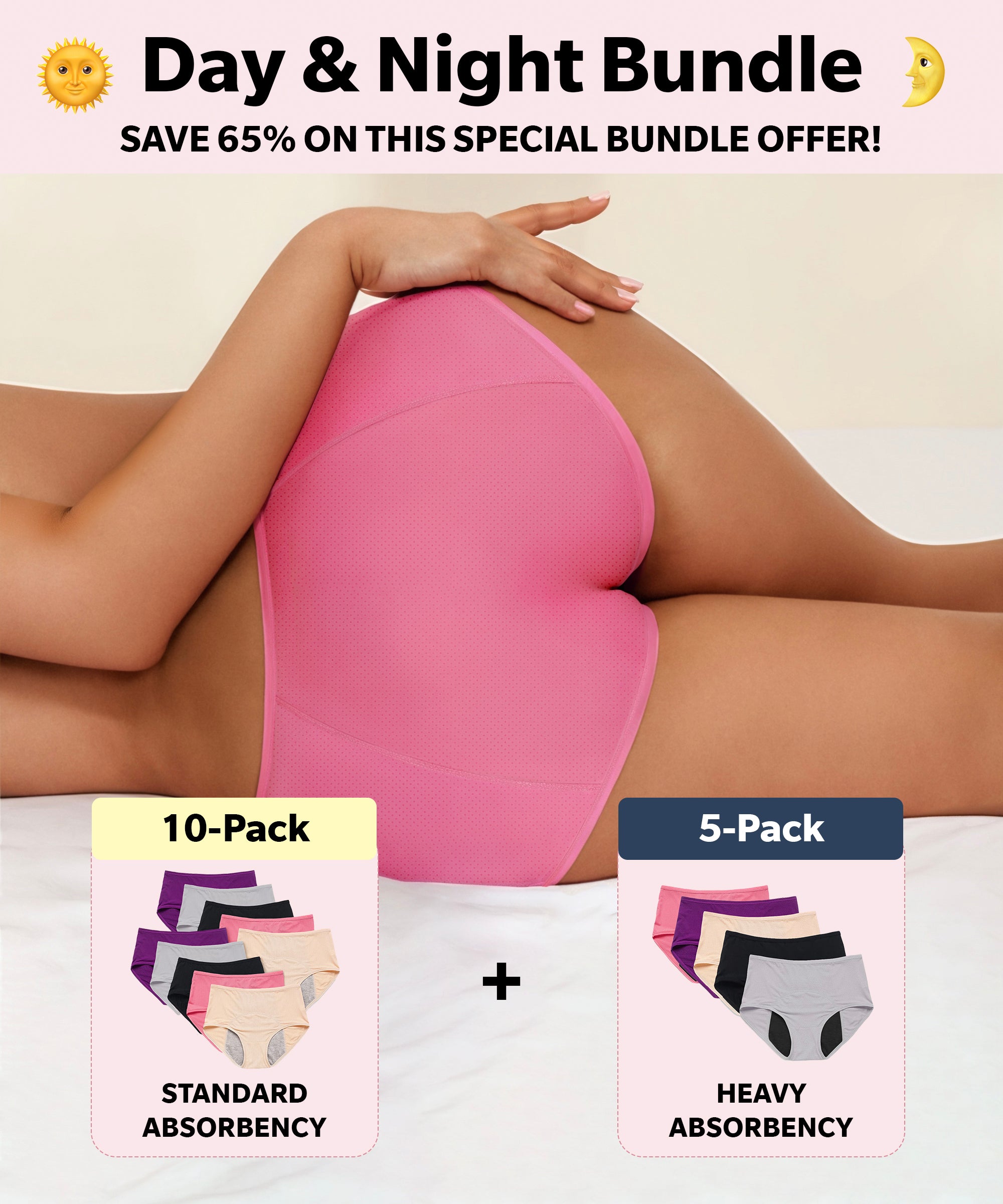 Comfy & Discreet Leakproof Underwear (Day & Night Bundle)